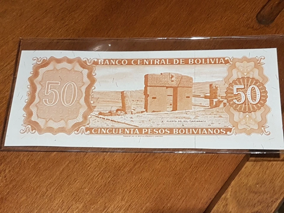 ➡➡ RARE MISMATCHED SERIAL NUMBERS ERROR NOTE BOLIVIA 50 PESOS 1962 P-162 GEM AU - Image 4 of 4