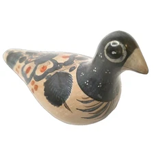 Tonala Pottery Bird Mexican Folk Art 7" Hand Painted Clay Floral
