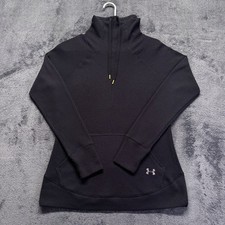 Under Armour Waffle Knit Training Pullover Womens Medium Black Fitted Mock Neck