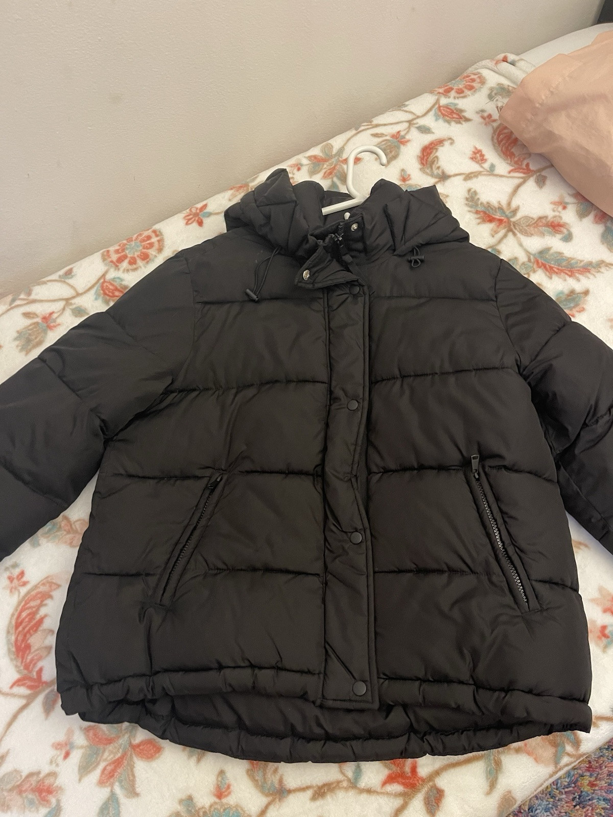 GAP Womens Black Puff Jacket Size Large Full Zip Gorpcore Coat for Outdoors