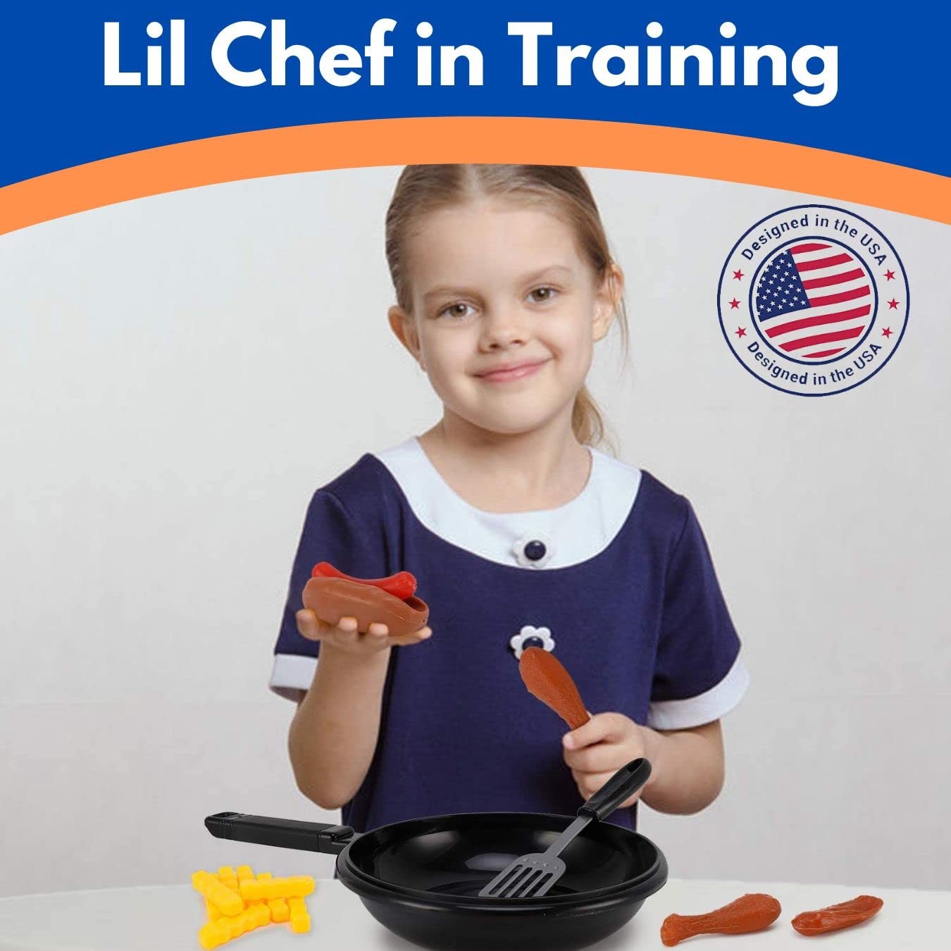 Liberty Imports Fast Food Playset with Cooking Pan and Spatula-25-Piece Kitchen