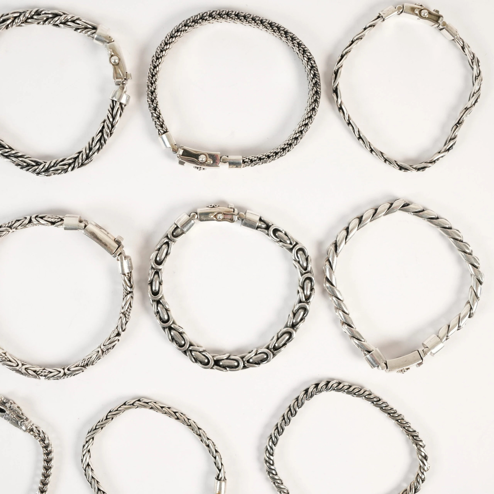 13x Assorted Sterling Silver Braclets 479.8g .925… - image 3