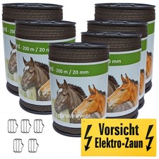 Weidezaunband 20 mm braun 1200 m mit Zubeh&ouml;r,Weidezaun