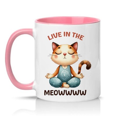 Live In The Meow www Unisex 11 Unzen Keramiktasse Yoga Katze Haustierbesitzer Geschenk
