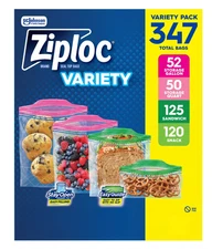 Ziploc Easy Open Bags Variety Pack with New Stay Open Design, 347 ct.
