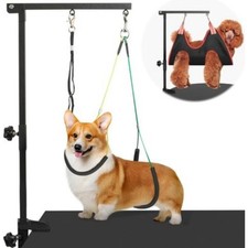 Pet Grooming Arm W/ Hammock Adjustable Folding for Dog Cat No Sit Haunch Holder
