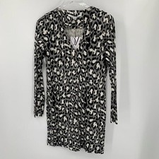 DVF Diane von Furstenberg Reina Spotted cat gray tunic dress silk leopard new 8