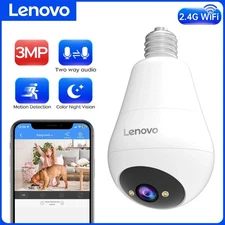 Lenovo 3MP WIFI E27 Bulb Camera, Color Night Vision, Two-Way Audio, Motion Detec