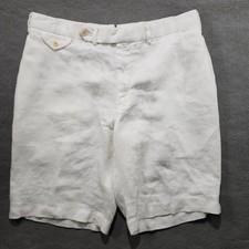 Polo Ralph Lauren Bradbury Fit White 100 Linen Shorts Mens 36 Y2K