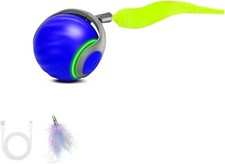 Interactive Cat Toy Ball-Motion-Activated Rolling Toy with 2 Feather Tails