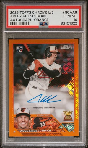 2023 Topps Chrome Logofractor Ed  Auto Adley Rutschman #RCA-AR Orange /25 PSA 10
