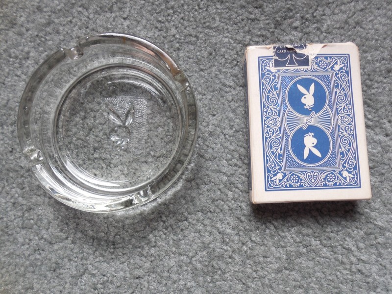 PLAYBOY CIGARETTE ASHTRAY AND DECK OF PLAYING CARDS FROM 1973