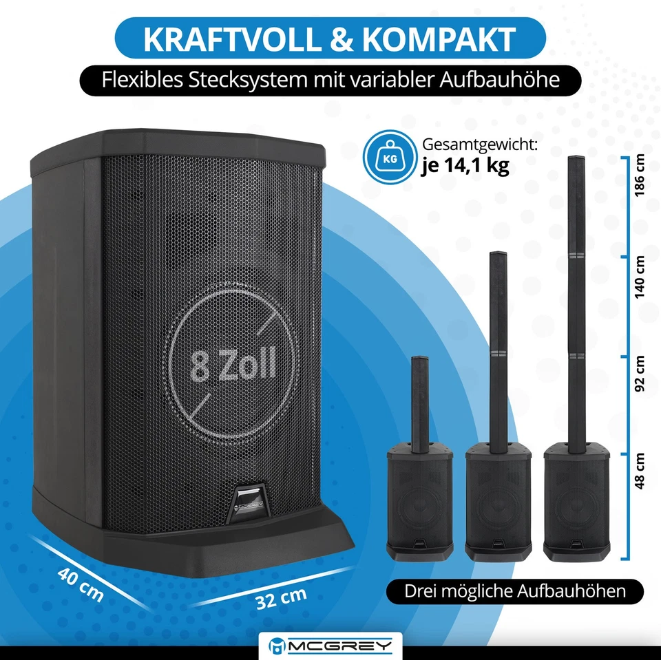 Aktiv E-208LA PA Anlage Säulenanlage Line Array Stereo Set System Lautsprecher - Bild 3 von 4