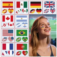 National Flag Temporary Tattoos - Waterproof Face Stickers 10 Sheets