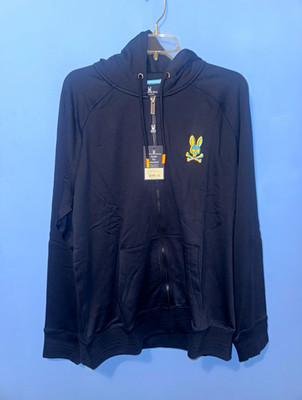 Psycho Bunny Bennett Mens Full Zip Hoodie Pockets Navy XL HL21-B6H442R1FT