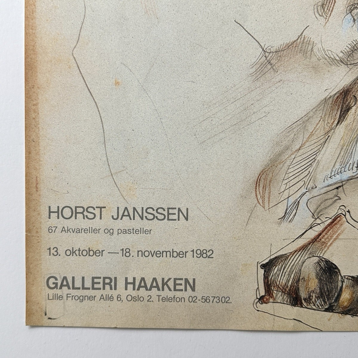 Vintage Horst Janssen Norway Neo-Expressionist Exhibition Poster
