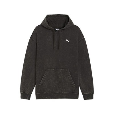 PUMA Essentials Elevated Relaxed Wash Pullover Hoodie Mens Black Casual Outerwea