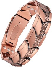 Pure Copper Magnetic Bracelet for Men,3X Strength Magnets Jewelry  3800 Gauss,A