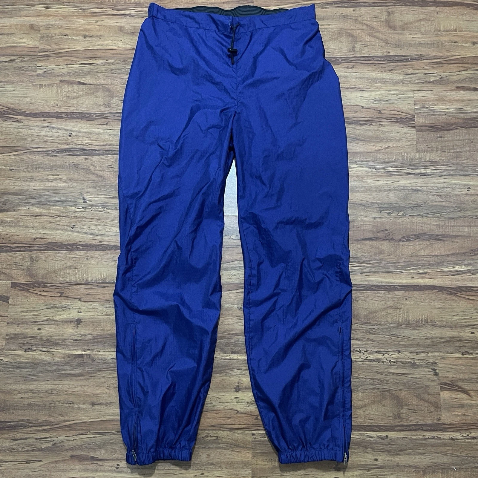 Vtg 90s Patagonia Rain Pants Mens Large Blue Regular Fit Ankle Zip Waterproof
