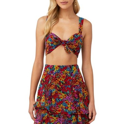 Show Me Your Mumu Women's Garden Glow Tie Front Smocked Kaden Crop Top Size M
