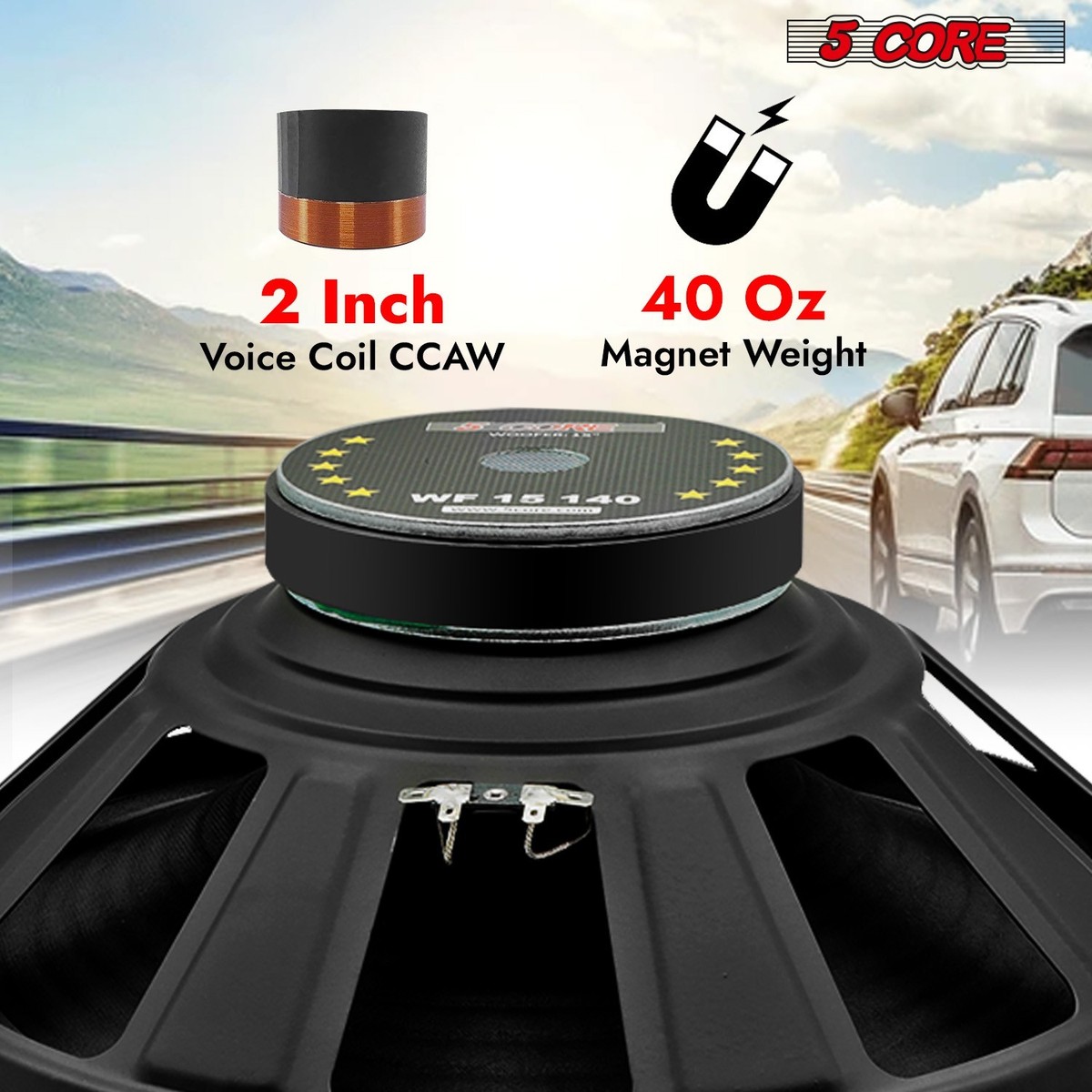 Core 15 Inch Subwoofer 450W Car Audio 4Ohm Deep Bass Sub Woofer