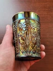 Pretty Blue Fenton Carnival Glass Bouquet Pattern Tumbler