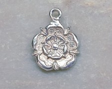 Sterling Silver 925 Tudor Rose Bracelet Charm Pendant Vintage Gift English Rose