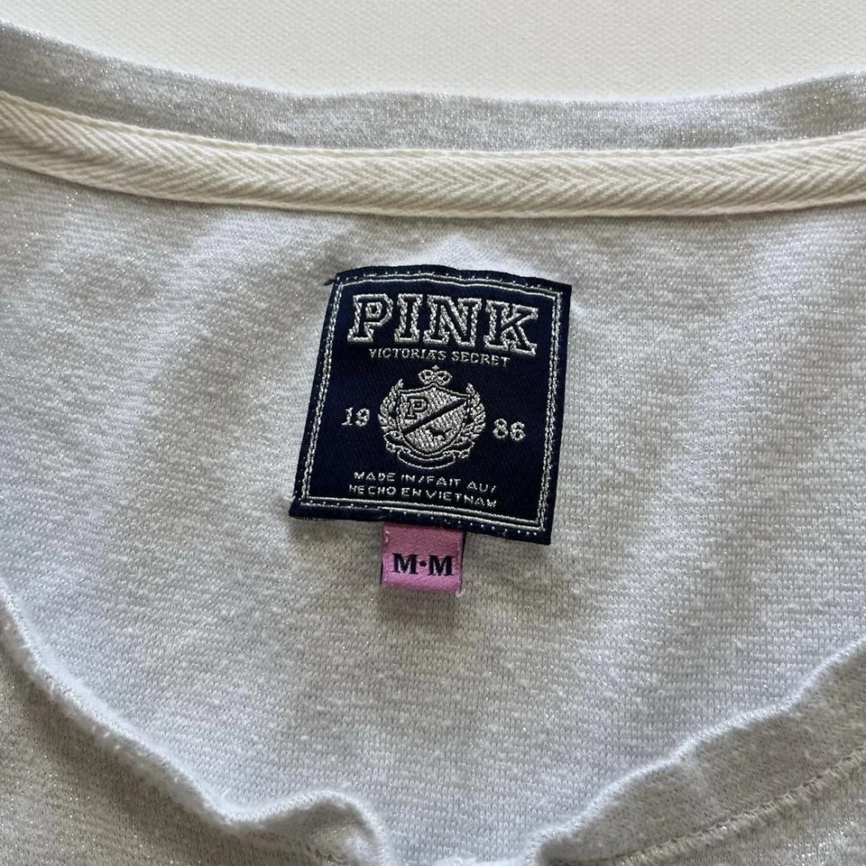 Y2K 2000s Fitted Henley Long Sleeve Top Victoria's Secret PINK Vintage Size M - Image 4 of 4