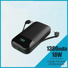 13800Mah Power Bank Built-In Cables 18W PD Fast Charging Portable LCD Digital
