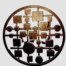 Mid Century Modern Cast Iron Circles & Squares Hose Holder Bronze Finish