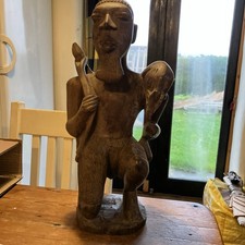 African Could Be Yoruba Or Ashanti Carved Wooden Warrior 4.2 Kilo 49 Cms High
