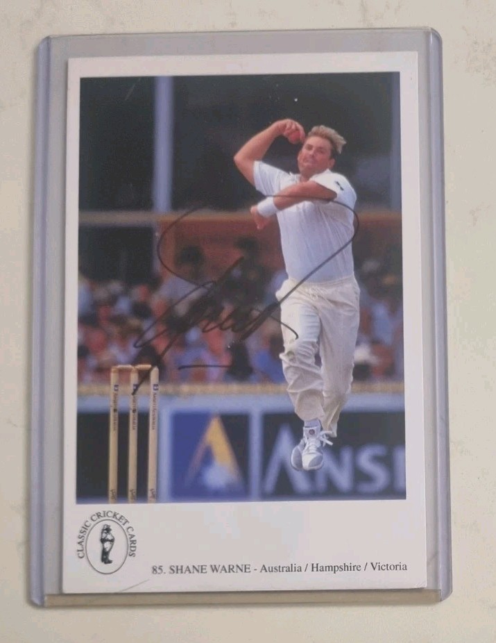 Shane Warne Signed Cricket Classic Postcard Australian Ashes Legend Rare