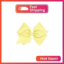 Wee Ones Girls' Mini King Grosgrain Hair Bow, Light Yellow, Mini King