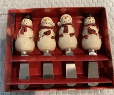 ST. NICHOLAS SQUARE WARM WISHES - SET OF 4 SNOWMAN SPREADERS  CHTM-1120