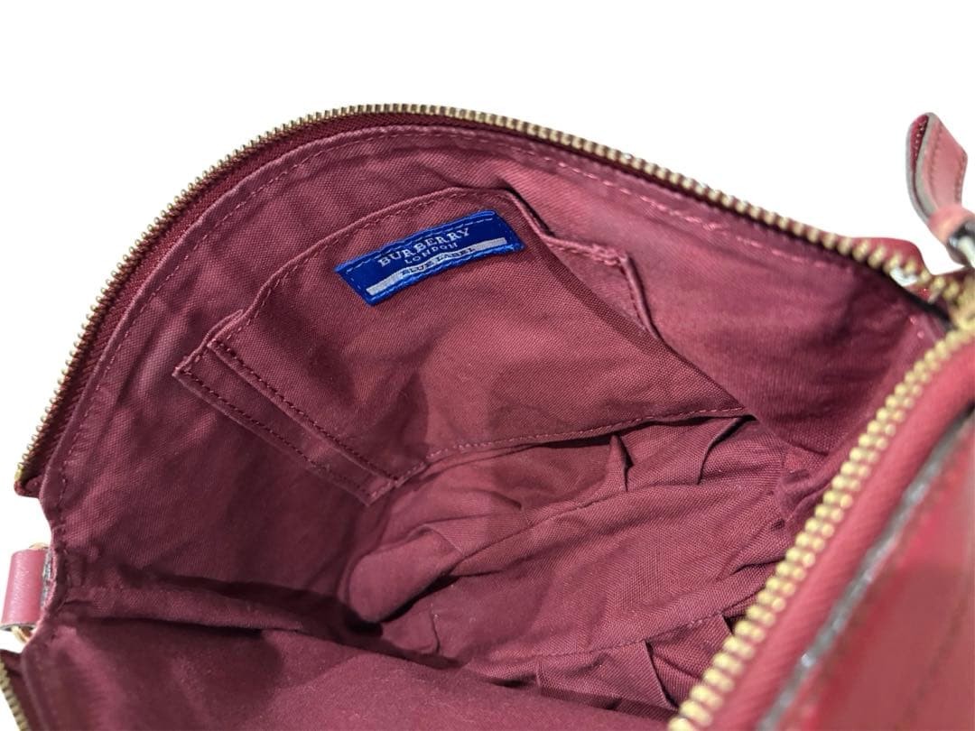 Burberry Ribbon Nova Check Shoulder Bag Beige Bordeaux Canvas Authentic thumbnail 9