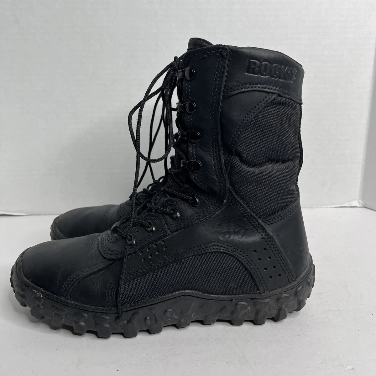Rocky Boots Mens 13W Lace Up Black Leather & Canvas Gore-Tex Combat Tactical USA Black ROCKY Leather Boots for Men | eBay main image 3