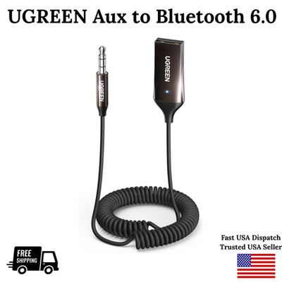 UGREEN Aux to Bluetooth 6.0 Adapter 3.5mm Bluetooth Receiver for Car USB 2.0 to