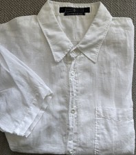 Stone Island Denims Linen Shirt XL White Short Sleeve Italy Lightweight