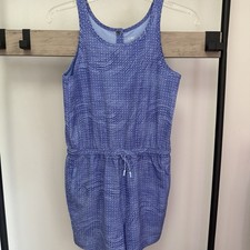 Athleta Girl On the Go Romper Short Size Xl/14 Shoreline Enchanted Blue Purple