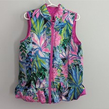 Lilly Pulitzer Pink Quilted Sleeveless Melanie Reversible Vest Girls Approx XS 6