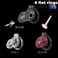 Soft Rubber Chastity Cage Transparent 6 Flat Ring Male Abstinence CB Lock