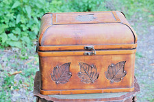 Vintage Bentwood Bamboo Effect Leaf Decor Storage Trunk Chest Box