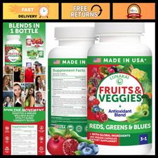 USA Made Fruits & Veggies Supplement - 4 Superfood Blends, 180 Capsules