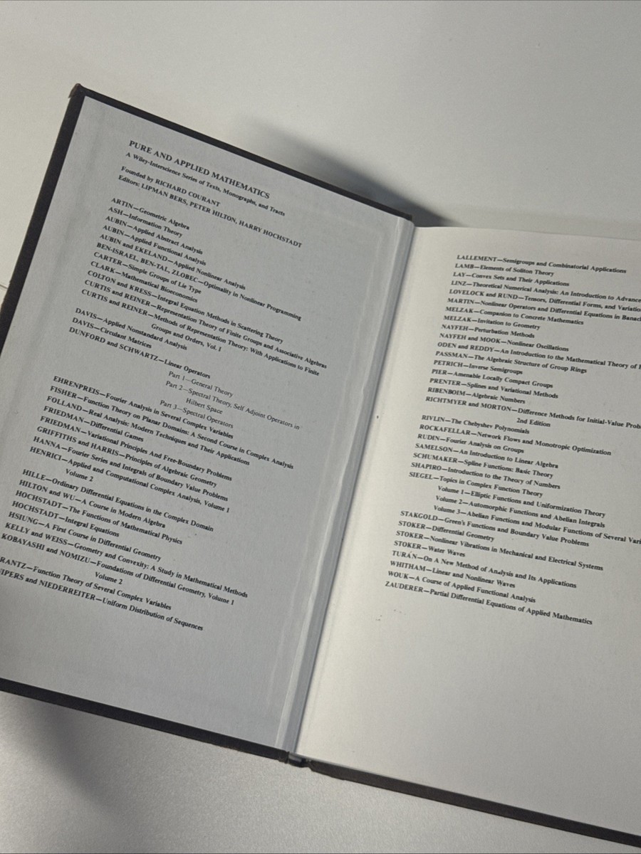 Pure and Applied Mathematics: a Wiley Series of Texts, Monographs