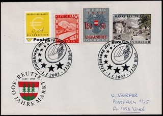 Ganzsache Sonderstempel u. Ergänzungsmarke 1.1.2002
