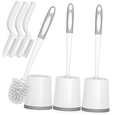 Toilet Brush, 3 Pack Toilet Brushes for Bathroom with Holder, Bathroom White