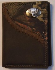 ZEP-PRO Buck Deer Fence Row Camo Trifold Leather Wallet TIN Gift BOX