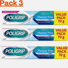 Image of Poligrip Flavour Free Denture Fixative Cream - 70g-pack of 3