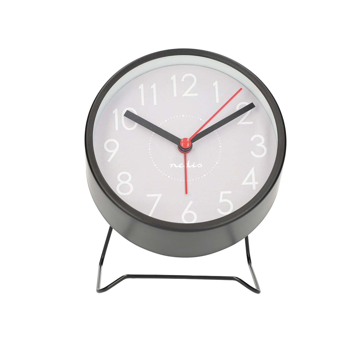 Réveil Nedis avec fonction snooze et pied métallique stable noir