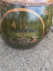 Vintage Double Sided Chinese Drum, Decorated/Painted, Old Tacks, Hide, Signed — photo 6